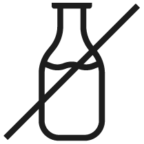 Symbol für laktosefrei: Ein durchgestrichenes Glas Milch – kennzeichnet Produkte, die keine Laktose enthalten und für Menschen mit Laktoseintoleranz geeignet sind.